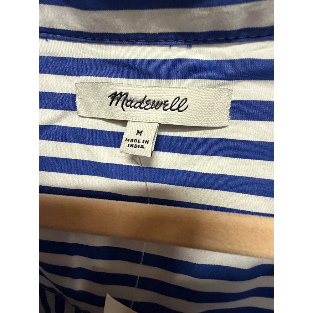 Madewell NZ863 Blue White Striped Button Front Shirt Medium NWT 100% Cotton Top - Picture 5 of 7